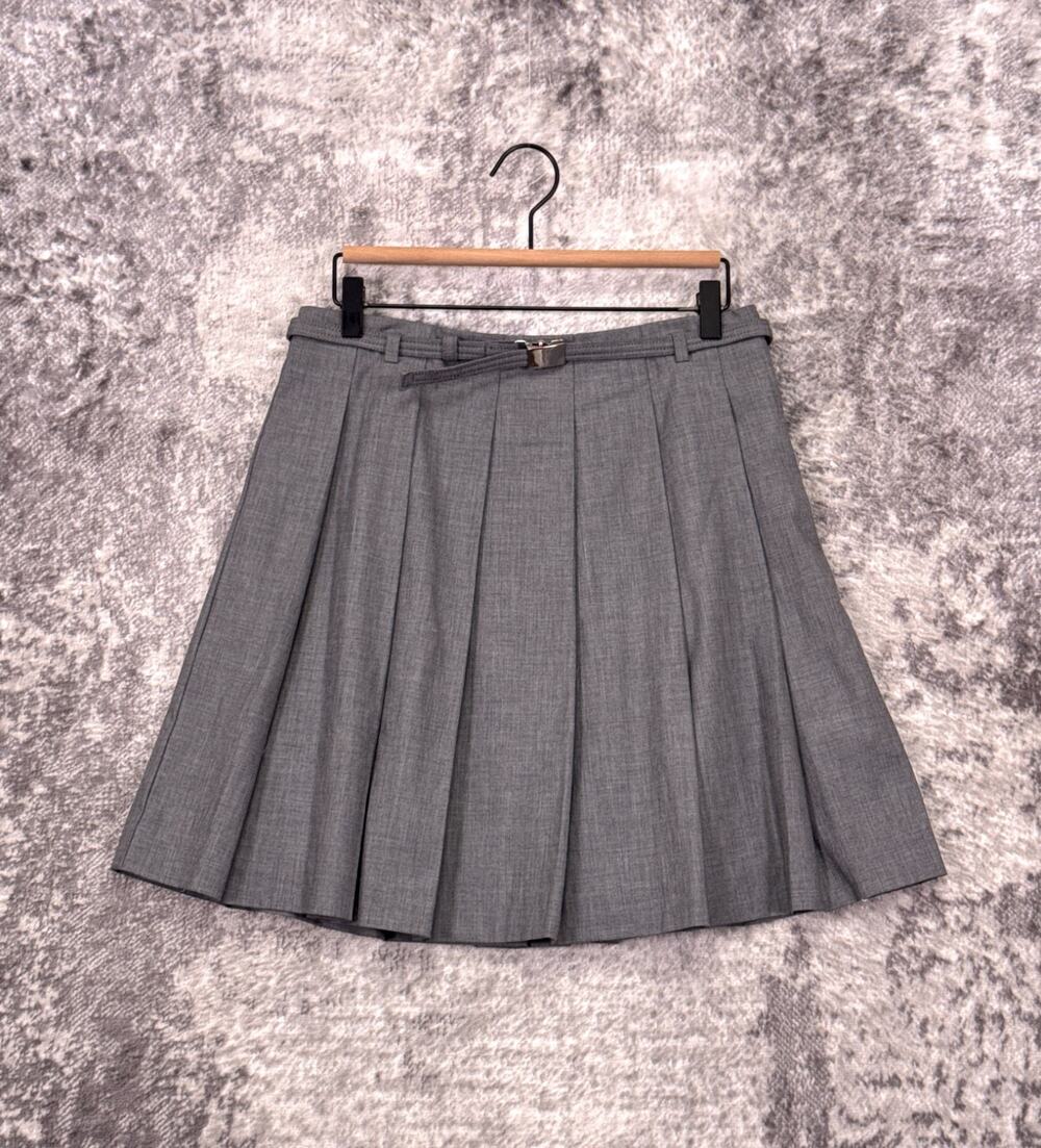 J Crew Collection Pleated Prep Skirt 4 Womens Gray Italian Wool Blend Fabric